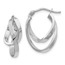 14K White Gold Polished Hinged Hoop Earrings - 17 mm