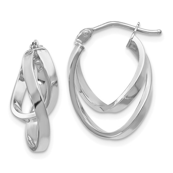 14K White Gold Polished Hinged Hoop Earrings - 17 mm 14K White Gold Polished Hinged Hoop Earrings - 17 mm