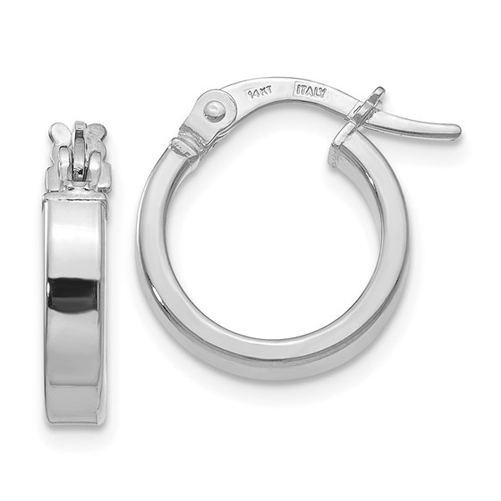 14K White Gold Polished Hoop Earrings - 15 mm 14K White Gold Polished Hoop Earrings - 15 mm