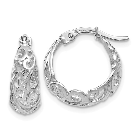 14K White Gold Polished Hoop Earrings - 17 mm 14K White Gold Polished Hoop Earrings - 17 mm