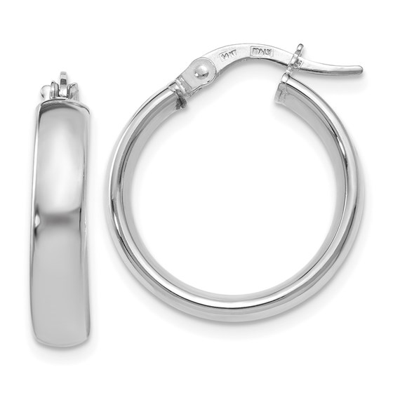 14K White Gold Polished Hoop Earrings - 20.5 mm 14K White Gold Polished Hoop Earrings - 20.5 mm