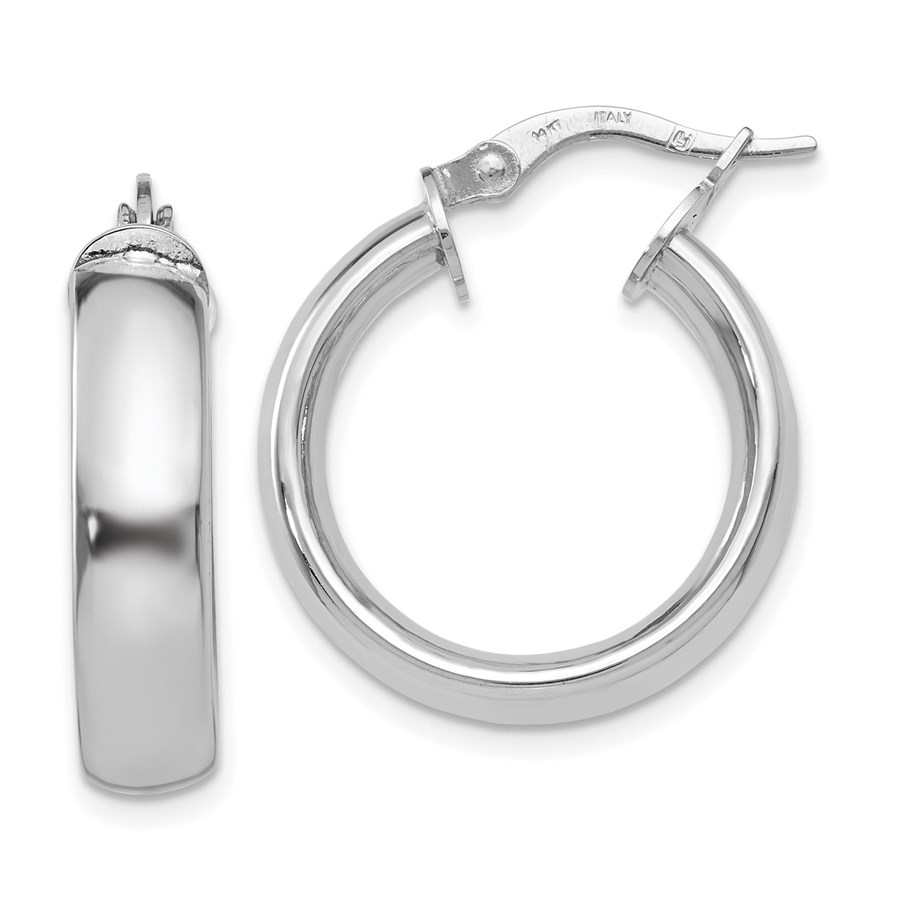 14K White Gold Polished Hoop Earrings - 22.25 mm