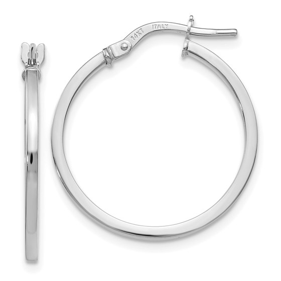 14K White Gold Polished Hoop Earrings - 23 mm