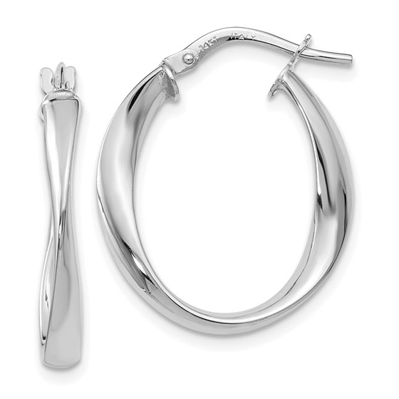 14K White Gold Polished Hoop Earrings - 25.5 mm 14K White Gold Polished Hoop Earrings - 25.5 mm