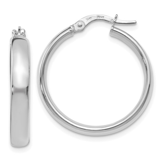 14K White Gold Polished Hoop Earrings - 25.75 mm 14K White Gold Polished Hoop Earrings - 25.75 mm