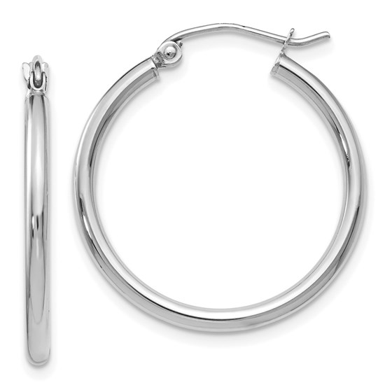 14K White Gold Polished Hoop Earrings - 25 mm 14K White Gold Polished Hoop Earrings - 25 mm