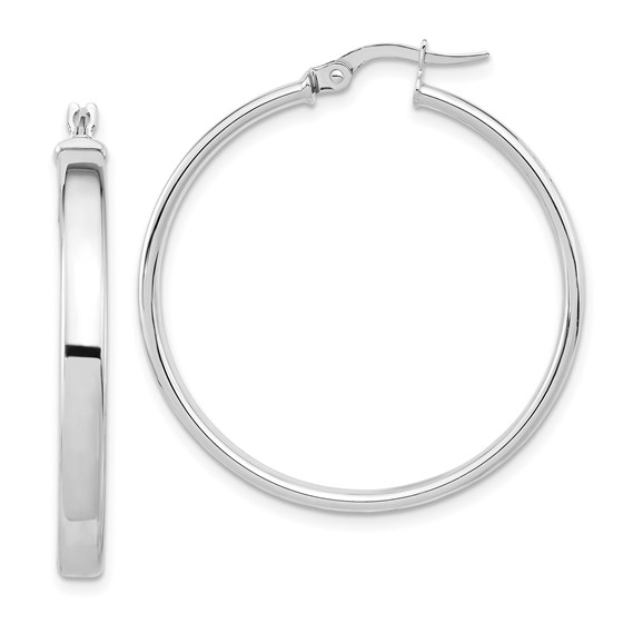 14K White Gold Polished Hoop Earrings - 36.5 mm 14K White Gold Polished Hoop Earrings - 36.5 mm