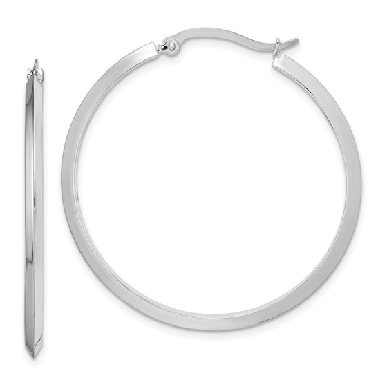 14K White Gold Polished Hoop Earrings - 39.25 mm 14K White Gold Polished Hoop Earrings - 39.25 mm