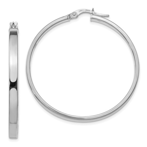 14K White Gold Polished Hoop Earrings - 39 mm 14K White Gold Polished Hoop Earrings - 39 mm