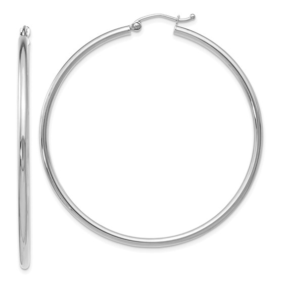 14K White Gold Polished Hoop Earrings - 51 mm 14K White Gold Polished Hoop Earrings - 51 mm
