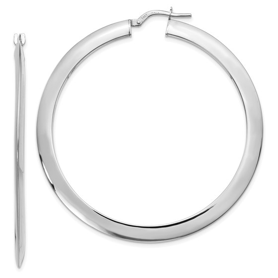 14K White Gold Polished Hoop Earrings - 55 mm 14K White Gold Polished Hoop Earrings - 55 mm