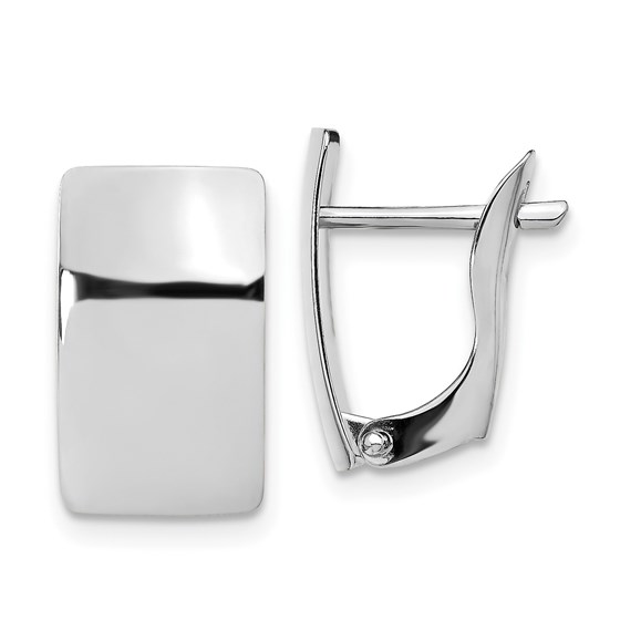 14K White Gold Polished Huggie Earrings - 15 mm 14K White Gold Polished Huggie Earrings - 15 mm