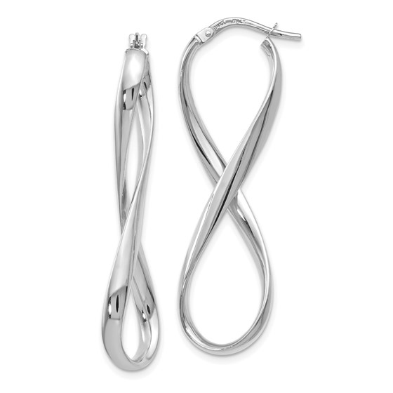 14K White Gold Polished Infinity Hoop Earrings - 46 mm 14K White Gold Polished Infinity Hoop Earrings - 46 mm