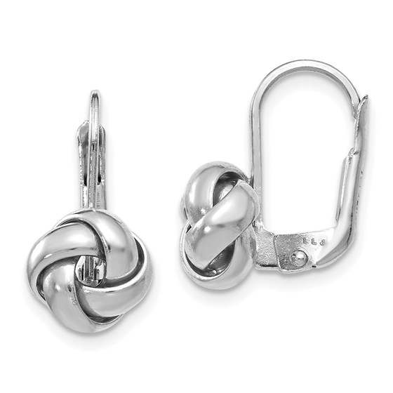 14K White Gold Polished Love Knot Leverback Earrings - 13 mm 14K White Gold Polished Love Knot Leverback Earrings - 13 mm