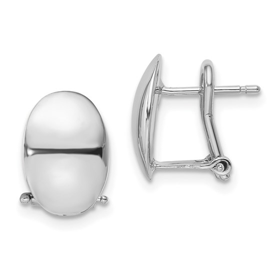 14K White Gold Polished Omega Back Earrings - 12.5 mm 14K White Gold Polished Omega Back Earrings - 12.5 mm