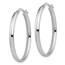 14K White Gold Polished Oval Hoop Earrings - 34 mm