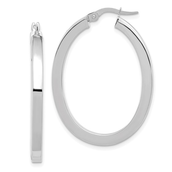 14K White Gold Polished Oval Hoop Earrings - 37.75 mm 14K White Gold Polished Oval Hoop Earrings - 37.75 mm