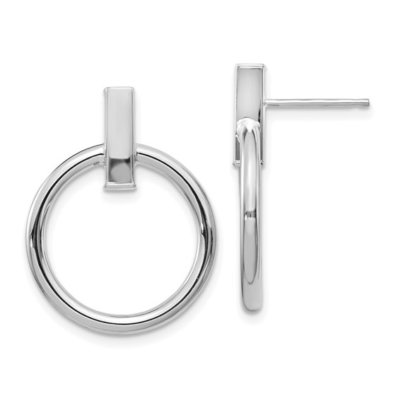 14K White Gold Polished Post Dangle Earrings - 24 mm 14K White Gold Polished Post Dangle Earrings - 24 mm