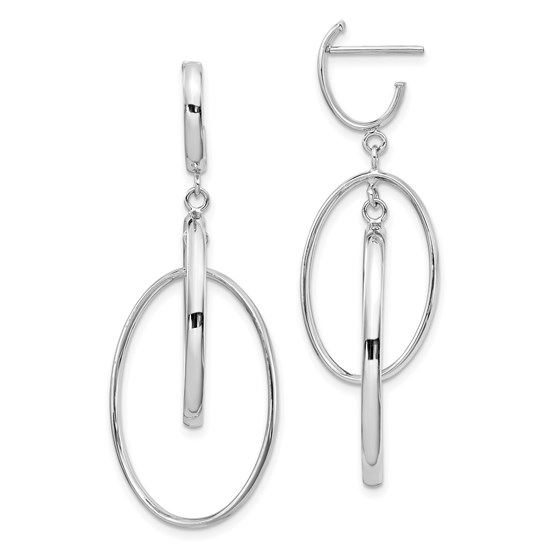 14K White Gold Polished Post Dangle Earrings - 45 mm 14K White Gold Polished Post Dangle Earrings - 45 mm