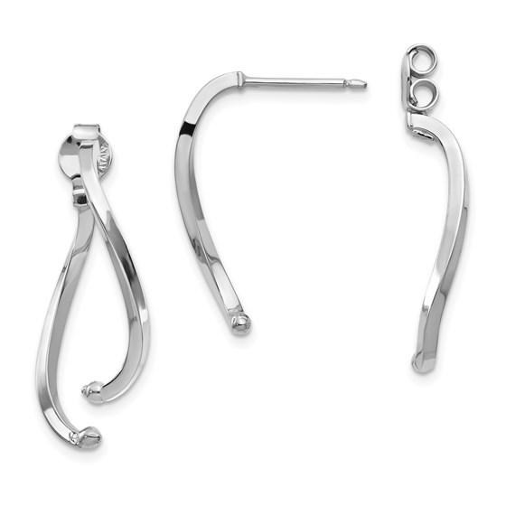 14K White Gold Polished Post Front & Back Earrings - 28.56 mm 14K White Gold Polished Post Front & Back Earrings - 28.56 mm