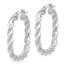 14K White Gold Polished Square Twisted Hoop Earrings - 26 mm
