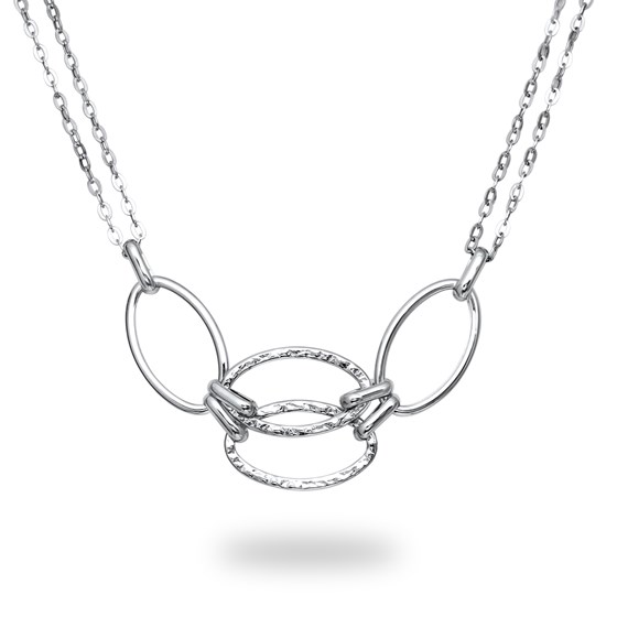 14k White Gold Polished & Textured Double Strand Link Necklace 14k White Gold Polished & Textured Double Strand Link Necklace