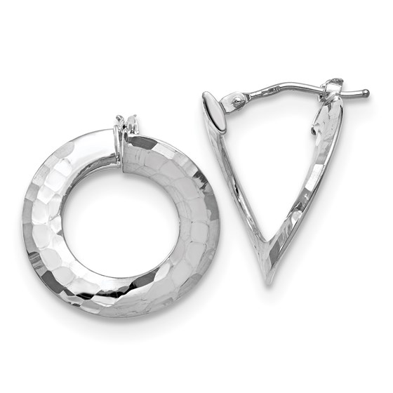 14K White Gold Polished & Textured Fancy Hoop Earrings - 19 mm 14K White Gold Polished & Textured Fancy Hoop Earrings - 19 mm