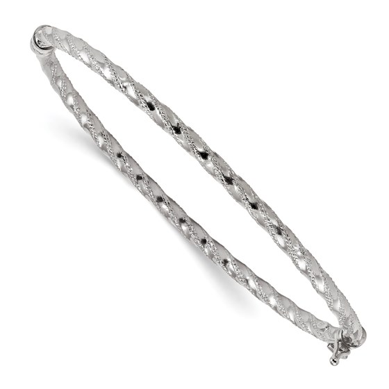 14k White Gold Polished Textured Hinged Bangle Bracelet 14k White Gold Polished Textured Hinged Bangle Bracelet