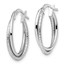 14K White Gold Polished Textured Oval Hoop Earrings - 23 mm