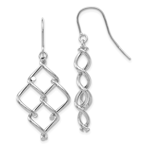 14K White Gold Polished Twisted Dangle Earrings - 38 mm 14K White Gold Polished Twisted Dangle Earrings - 38 mm
