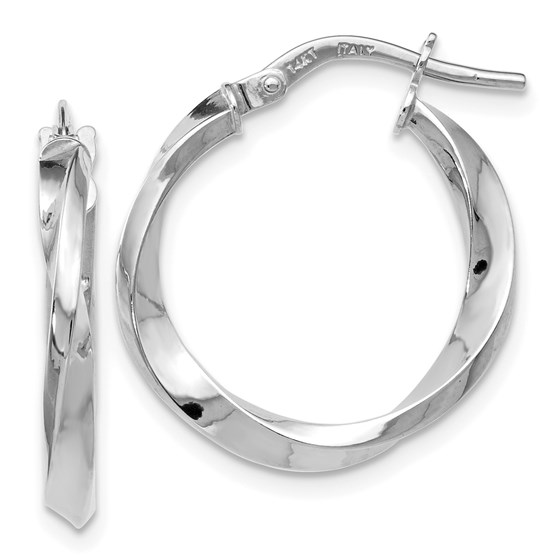 14K White Gold Polished Twisted Hoop Earrings - 21 mm 14K White Gold Polished Twisted Hoop Earrings - 21 mm
