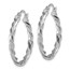 14K White Gold Polished Twisted Hoop Earrings -26 mm
