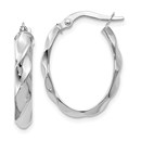 14K White Gold Polished Twisted Oval Hoop Earrings - 22 mm