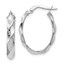 14K White Gold Polished Twisted Oval Hoop Earrings - 22 mm