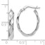 14K White Gold Polished Twisted Oval Hoop Earrings - 22 mm