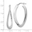 14K White Gold Polished Twisted Oval Hoop Earrings - 38 mm