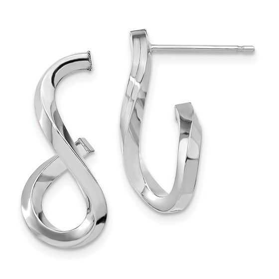 14K White Gold Polished Twisted Post Dangle Earrings - 22 mm 14K White Gold Polished Twisted Post Dangle Earrings - 22 mm