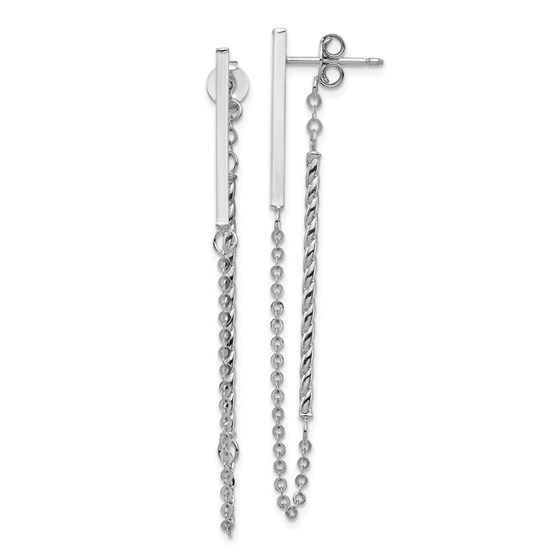 14k White Gold Polished & Twisted Stick w/Chain Post Earrings 14k White Gold Polished & Twisted Stick w/Chain Post Earrings