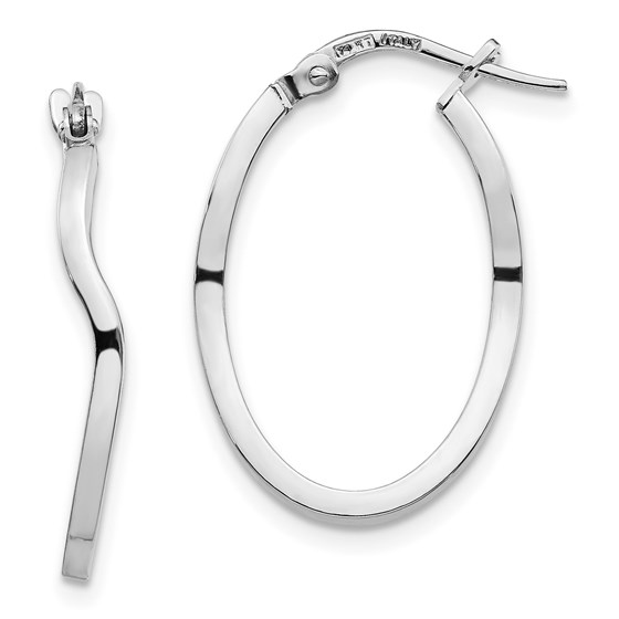 14K White Gold Polished Wavy Fancy Hoop Earrings - 23.67 mm 14K White Gold Polished Wavy Fancy Hoop Earrings - 23.67 mm