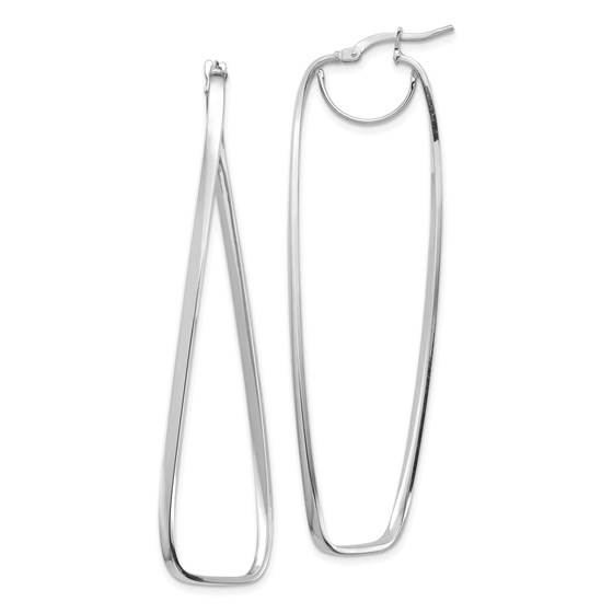 14k White Gold Polished Wavy Rectangle Hoop Earrings 14k White Gold Polished Wavy Rectangle Hoop Earrings