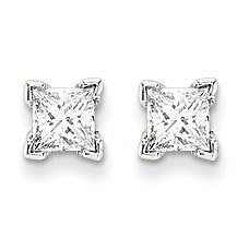 14k White Gold Princess Cut Diamond Earrings