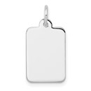 14K White Gold Rectangular Engravable Disc Charm - 20.2 mm
