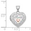 14k White Gold Rhodium Plated Crystal Mom Heart Locket - 22 mm