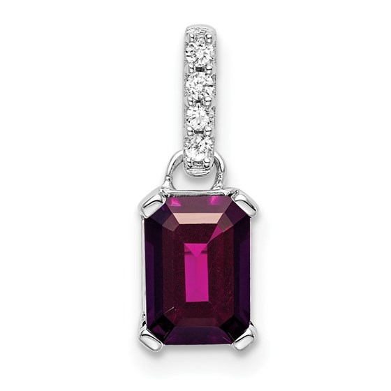 14K White Gold Rhodolite Garnet and Diamond Pendant - 15.9 mm 14K White Gold Rhodolite Garnet and Diamond Pendant - 15.9 mm