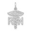 14K White Gold RN Nurse Charm - 26 mm
