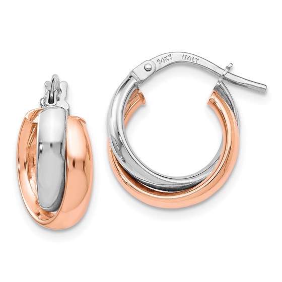 14K White Gold Rose-plated Polished Hoop Earrings - 17.25 mm 14K White Gold Rose-plated Polished Hoop Earrings - 17.25 mm