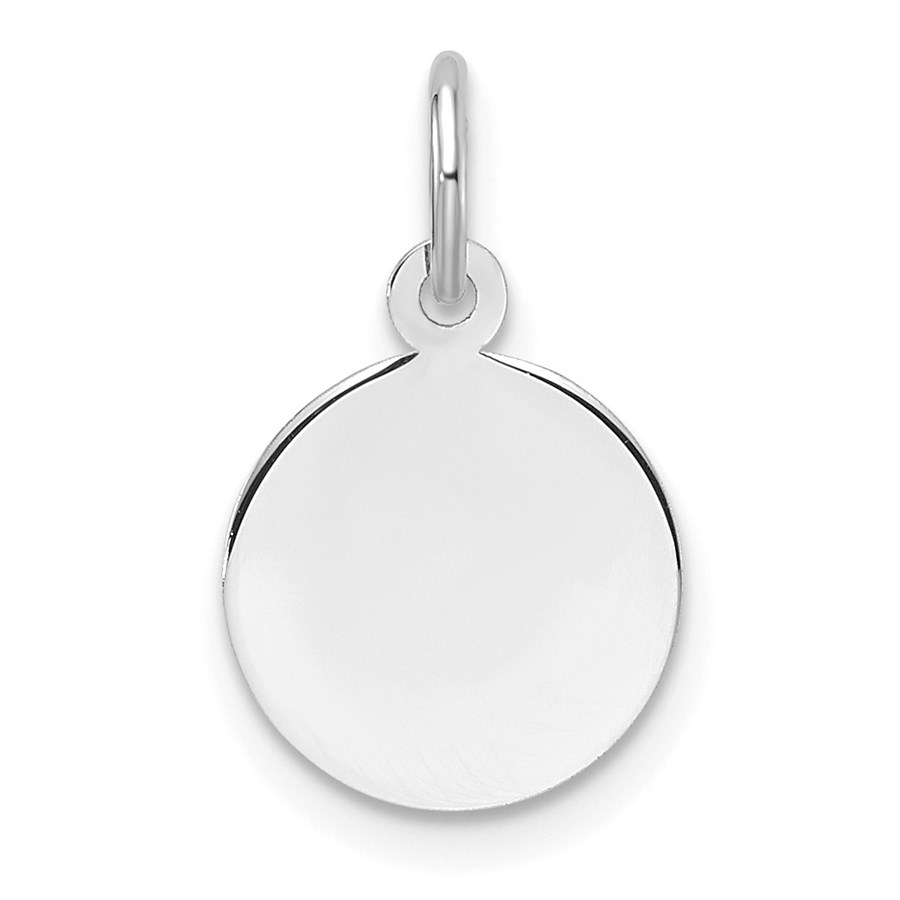 14K White Gold Round Engravable Disc Charm - 16.2 mm