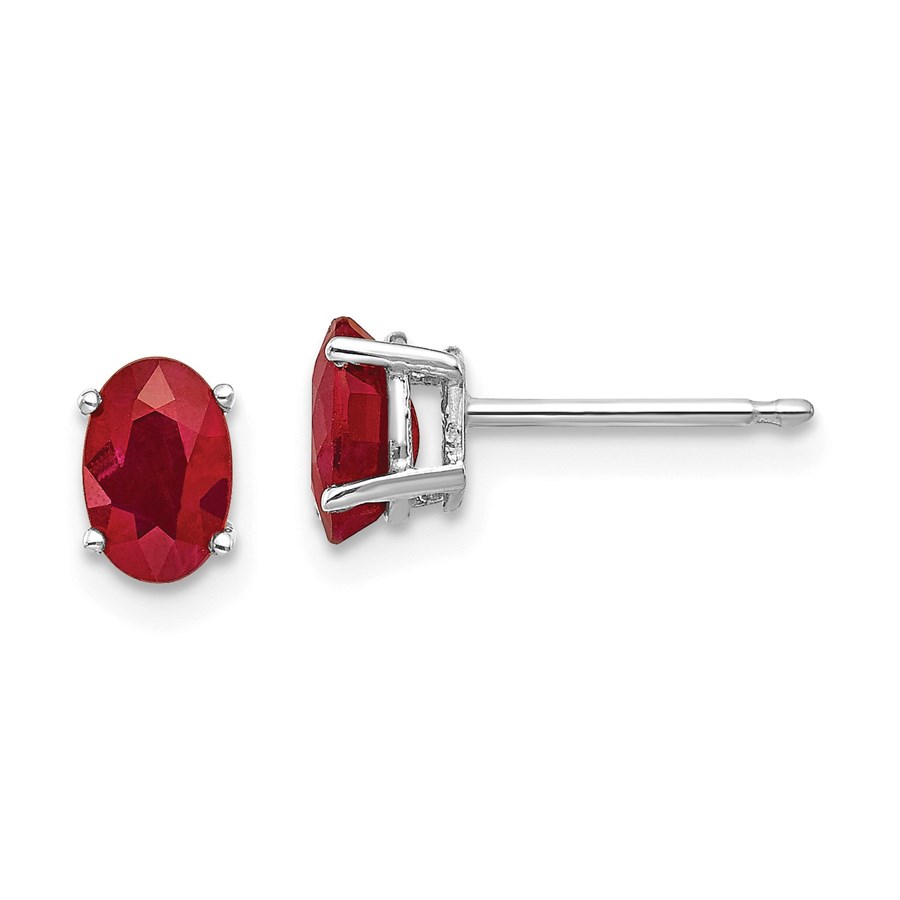 14k White Gold Ruby 6 mm Stud Earrings