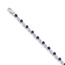 14K White Gold Sapphire Gemstone Bracelet - 7 in.