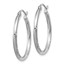 14k White Gold Satin & Diamond-cut 2 mm Round Hoop Earrings
